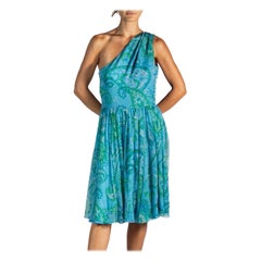 2010S John Galliano Christian Dior Chiffon de soie bleu et vert Paisley One Should