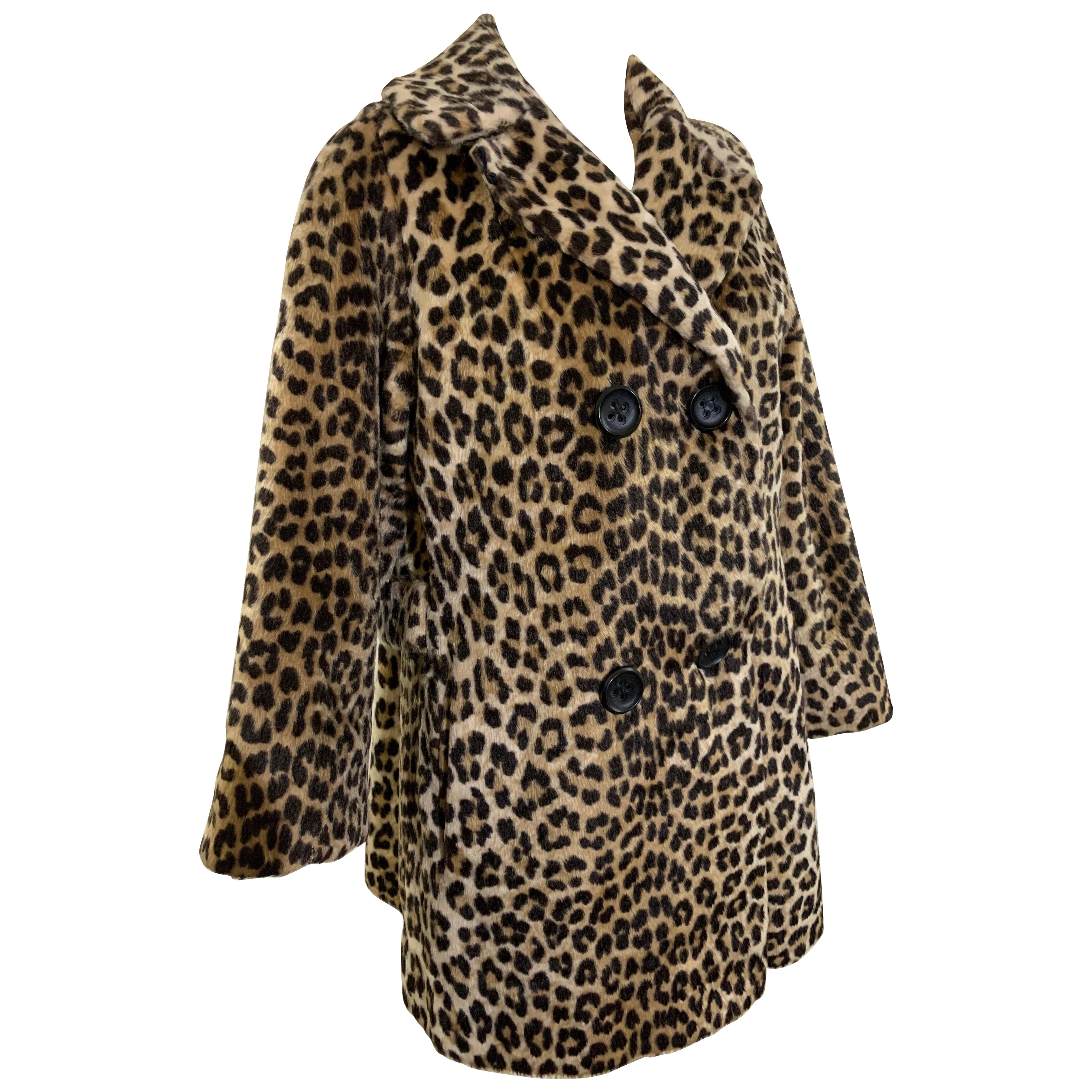 I. Magnin 1960, doppiopetto in pelliccia ecologica leopardata con colletto dentellato