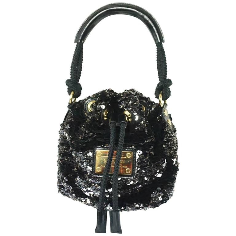 Louis Vuitton Black and Gold Limited Edition Sequin Mini Noe Rococo Handbag at 1stdibs