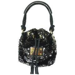Louis Vuitton Black and Gold Limited Edition Sequin Mini Noe Rococo Handbag
