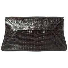 Used Nancy Gonzalez Chocolate Brown Crocodile Clutch and Shoulder Bag 