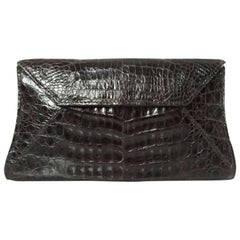 Nancy Gonzalez - Pochette et sac à bandoulière en crocodile marron chocolat 