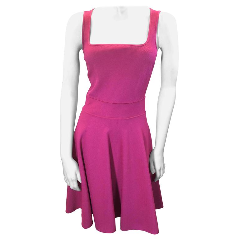 Lanvin Fuscia Knit Fit and Flare Dress For Sale at 1stDibs