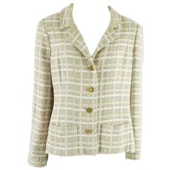 Chanel Beige and White Tweed Jacket - 40 - 01P 2