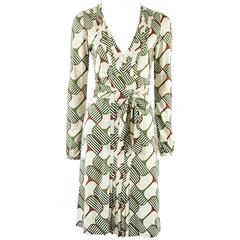 Gucci Ivory Cotton Caftan with Red and Navy Trim and Chain Detail - M ...