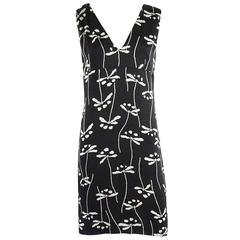 Chanel Black and White Silk Print Sleeveless V-neck Dress - 38 - 98P