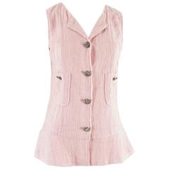 Chanel Pink Cotton Blend Top with Pink & White Gripoix Buttons - 34 6