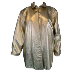 Yves Saint Laurent Rive Gauche Gold Leather Jacket Single Button Closure 1980s