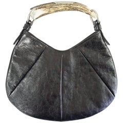 Yves Saint Laurent Mombasa Bag Black Deer Horn Handle Clean Good Condition