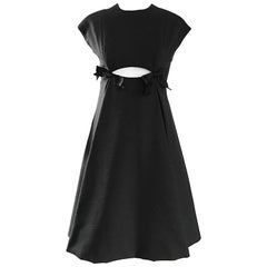 Geoffrey Beene 1960s Rare Black Silk Cut - Out Space Age A - Line Vintage Dress