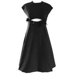 Rare 1960s Geoffrey Beene Black Silk Cut - Out Space Age A - Line Vintage Dress 11