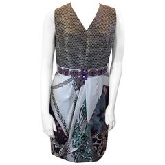 Etro Printed Silk Dress with Beaded Waist Detail