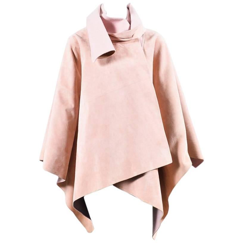 Ralph Lauren Purple Label Light Pink Lamb Suede Wool 
Cashmere Cape SZ L For Sale