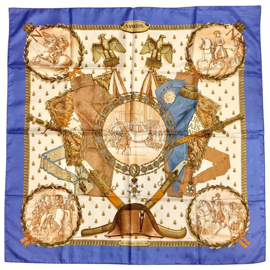 Hermes Vintage "Napoleon" Silk Jacquard Twill Scarf by Ledoux