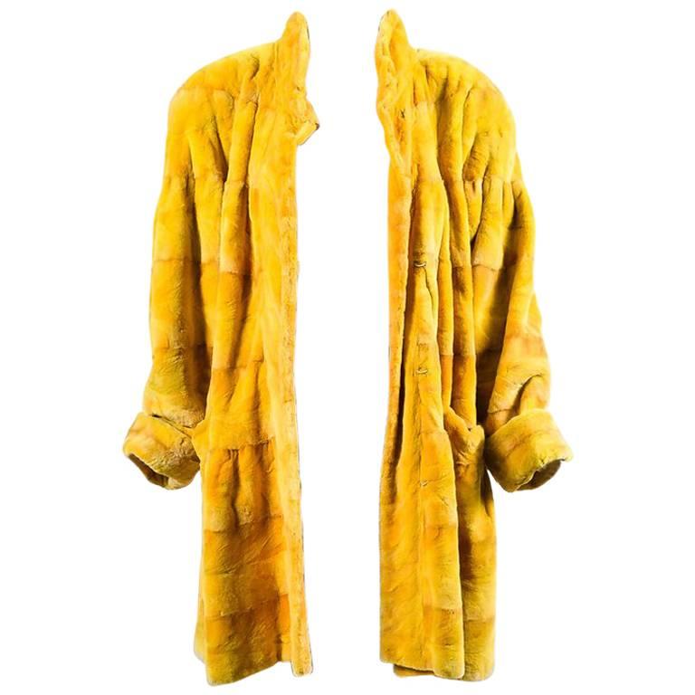 Vintage Cedric's Golden Yellow Sheared Mink Fur Long Sleeve Coat For Sale