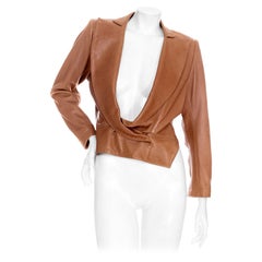 Alaïa 1980s Brown Leather Double-Breasted Jacket