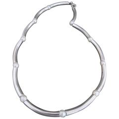 Danish Silver Pearl Modernist Mid Century Necklace Choker 