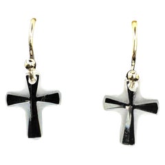 PONTIEL Swarovski Clear and Frosted Crystal Cross Drop Earrings