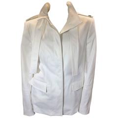 Burberry Collared White Belted Jacket 