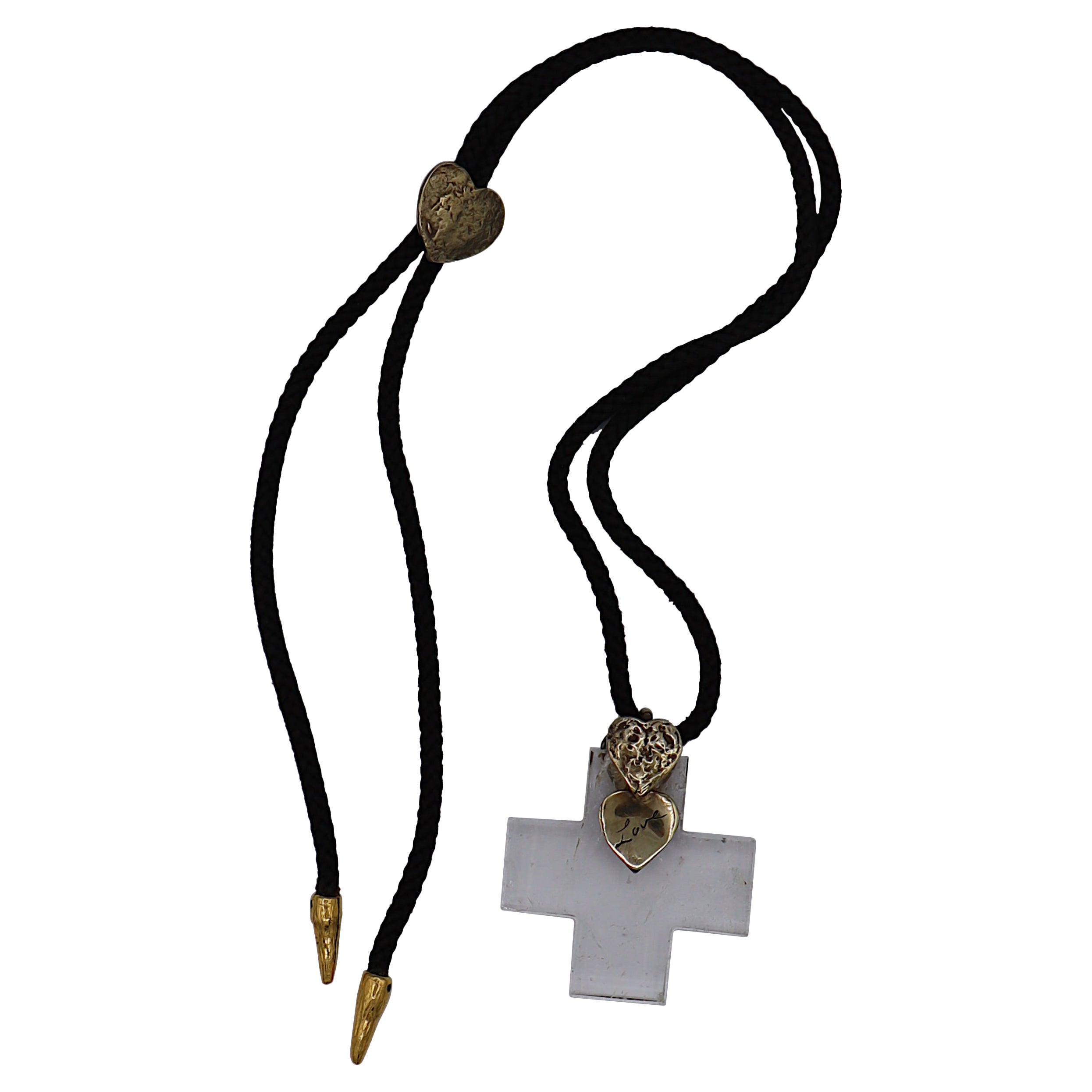 Yves Saint Laurent by R. Goossens Collana con ciondolo a croce in cristallo di rocca vintage