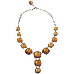 Honey Amber Talosel Necklace executed by the workshop of Line Vautrin 3