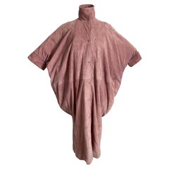 Fendi Coat Duster Jacket Cocoon Rose Pink Suede Batwing Sleeves Vintage Size S