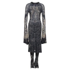 Ensemble aus Kleid und Hose aus Viskose mit Tattoo-Druck von Jean Paul Gaultier, H/W 2008
