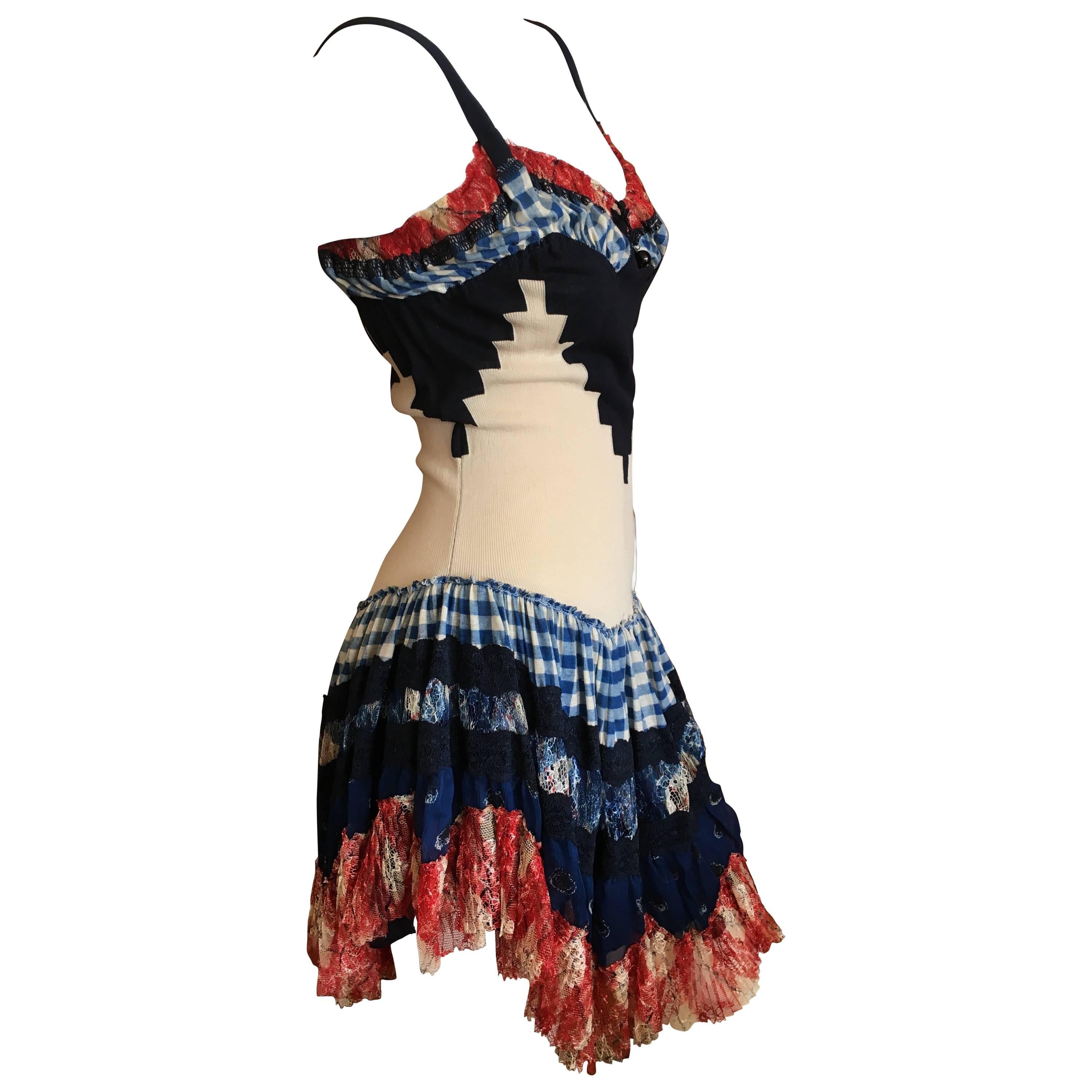 Jean Paul Gaultier Maille Femme Vintage Gingham Pattern Play Dress