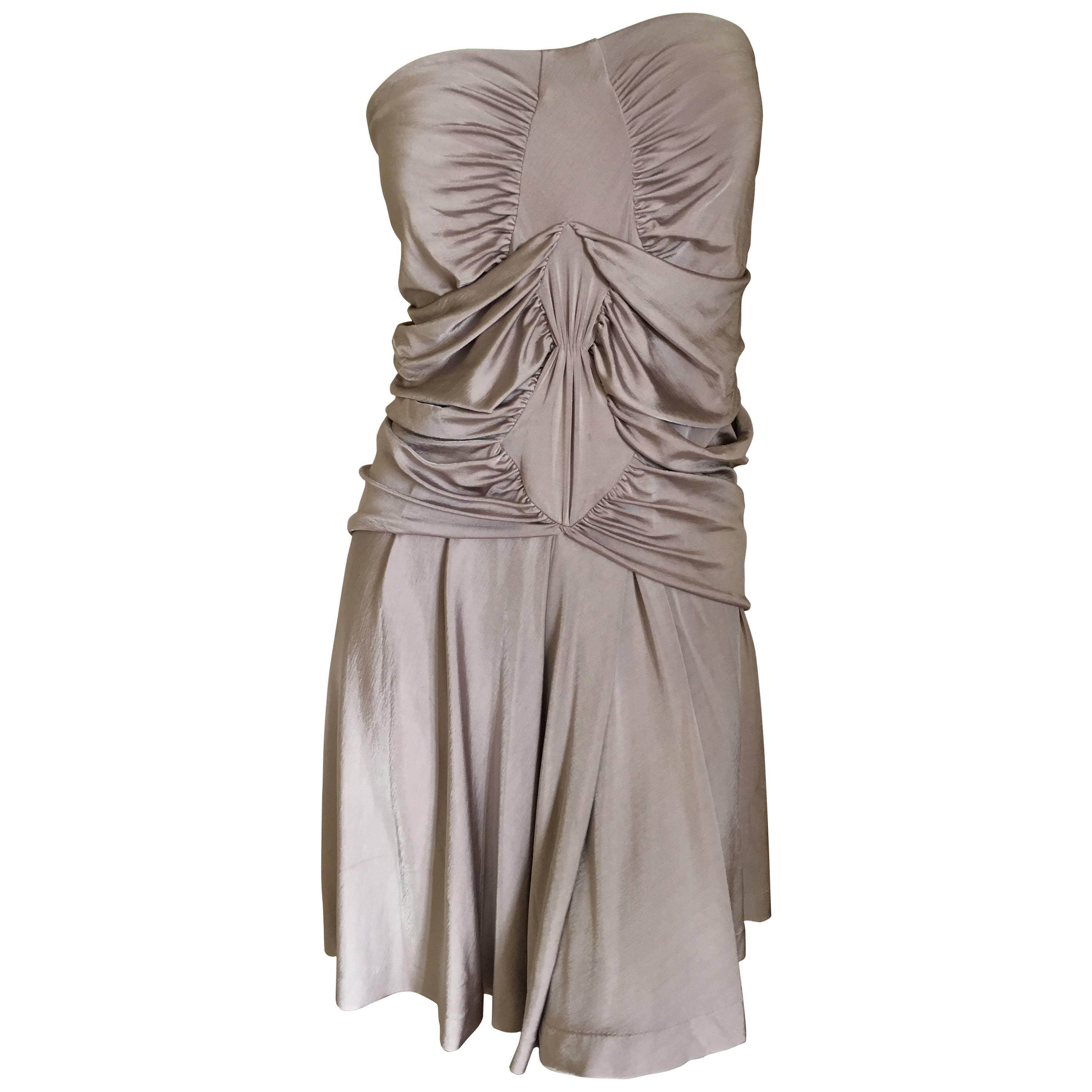 Yves Saint Laurent by Tom Ford 2002 Gray Ruched Dress For Sale