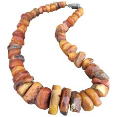 Antique Baltic Butterscotch Egg Yolk Rustic Amber Necklace