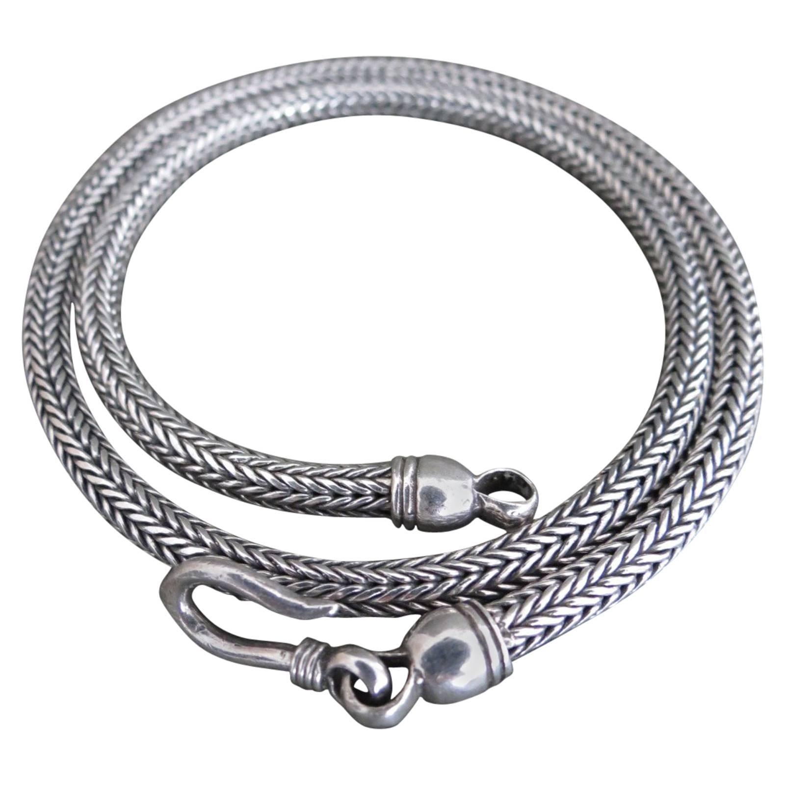 Vintage Danish Silver Snakeskin Modernist Necklace For Sale