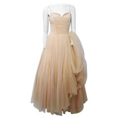 50s Peach Blush Evening Gown w/ Train
