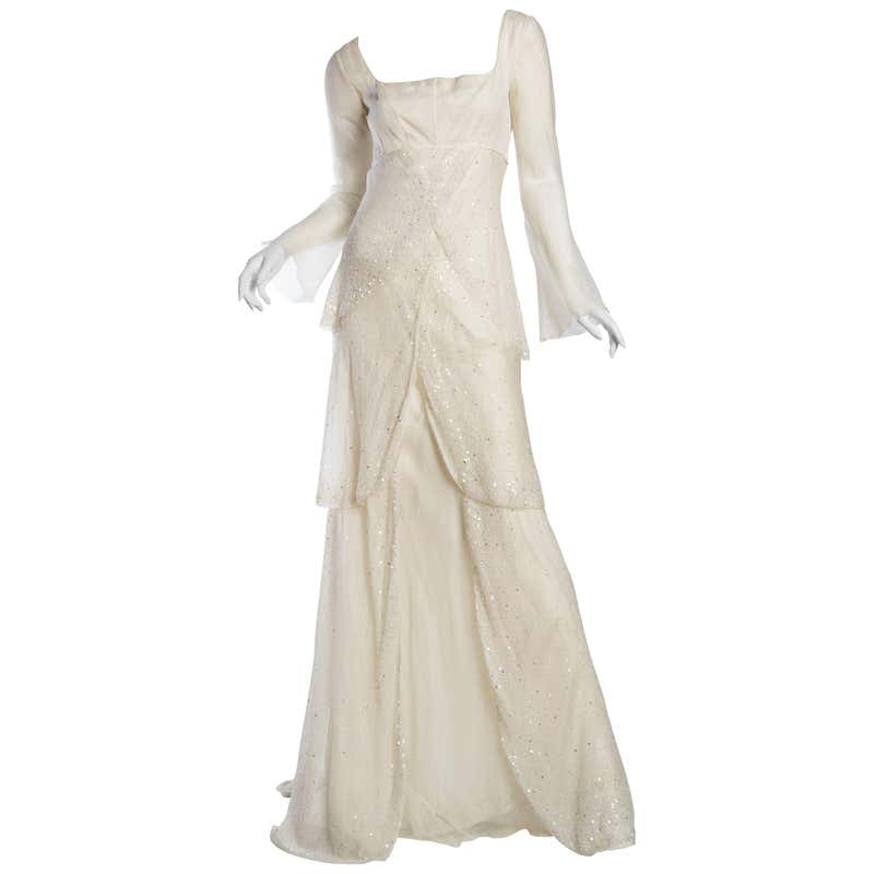 Vintage 1930s 30s Sheer Lace Wedding Maxi Dress with Matching Bolero ...