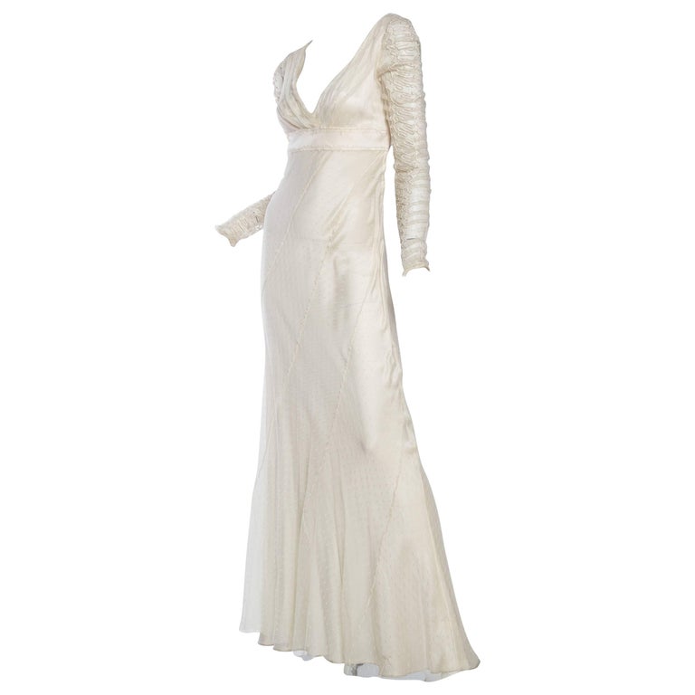 1990S ALBERTA FERRETTI Cream Bias Cut Silk Charmeuse and Tulle Lace Empire  Waist at 1stDibs | bias cut white dress, alberta ferretti white dress,  cream lace gown