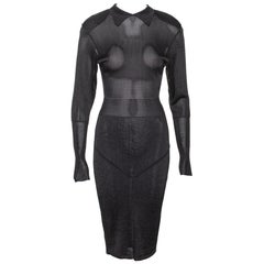 Azzedine Alaia Charcoal Grey Knitted Viscose Bodycon Dress, FW 1985