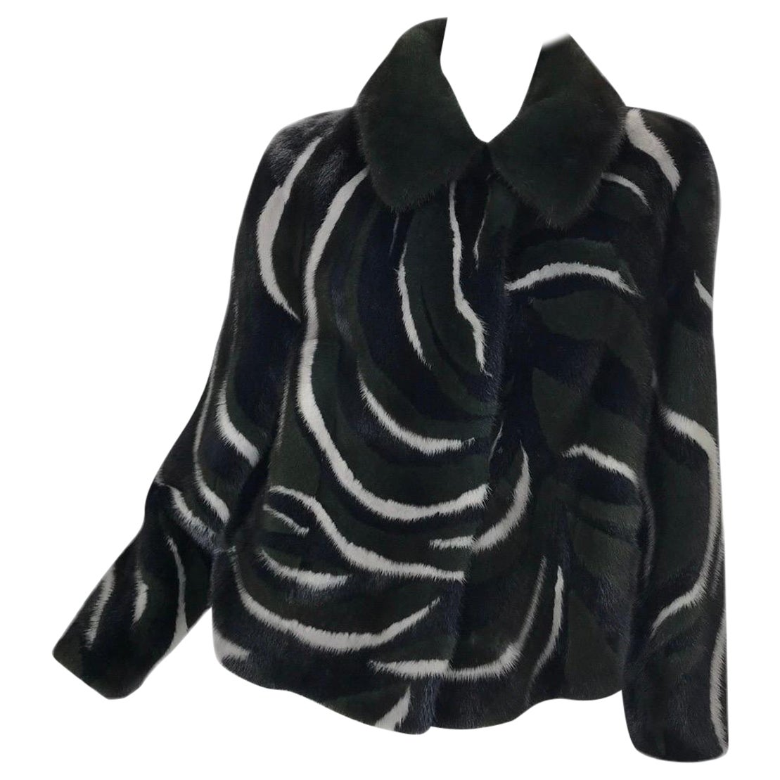 New Versace Black Mink Fur Jacket 38 For Sale