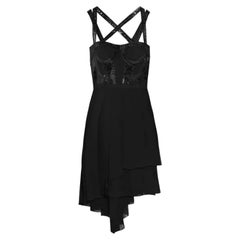 New Versace Abito nero con finiture in pelle 38