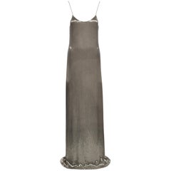 Gucci by Tom Ford Seide Metallic-Abendkleid mit Perlenbesatz und Käfer, Herbst/Winter 1999