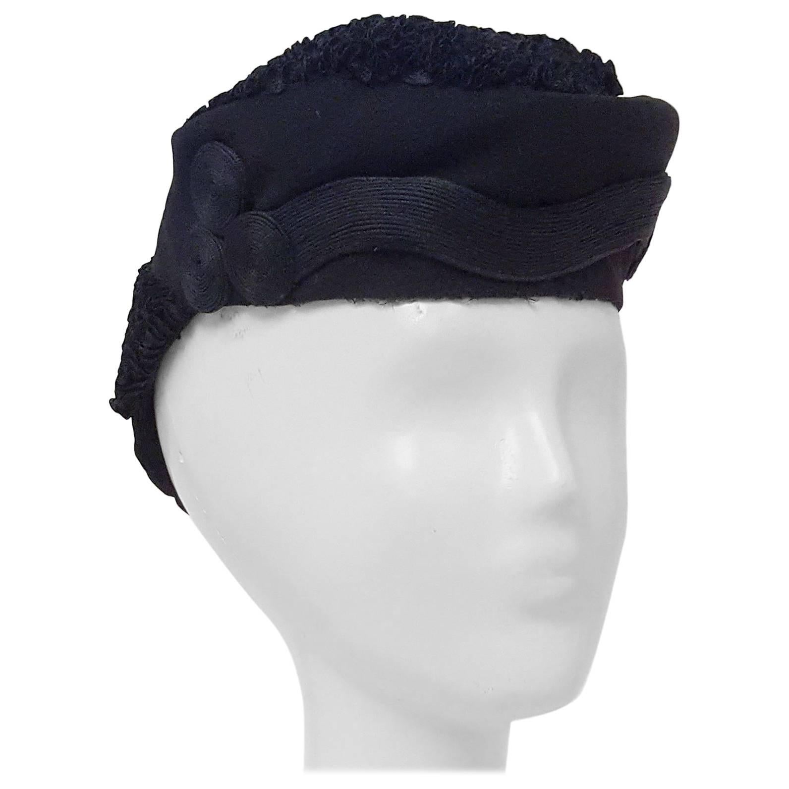 40s Ruffle Fashion Hat For Sale