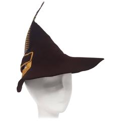 Vintage 30s Brown Fashion Pheasant Feather Robin Hood Hat