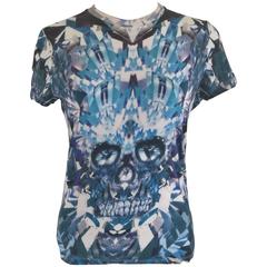 Alexander McQueen Blu Skull T-Shirt