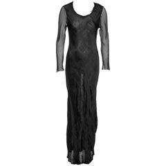 BLACK Comme des Garçons Vestito in jacquard con maniche in chiffon di seta, FW 1993
