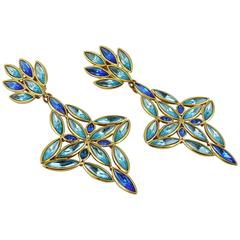 Yves Saint Laurent YSL Vintage Massive Jewelled Dangling Earrings 5