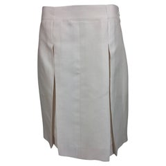 Chanel off white silk cotton pique box pleated skirt 2009