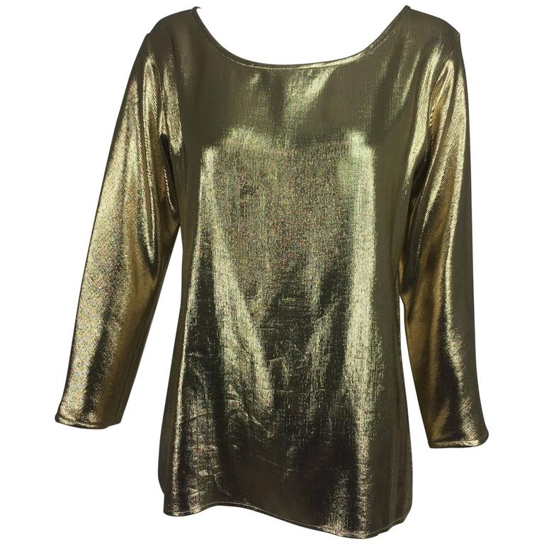 Yves St Laurent gold tissue lame evening top 1970s at 1stDibs