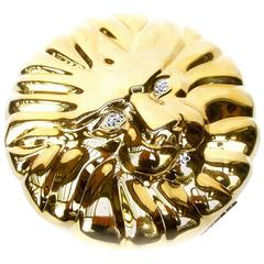 Sleek Gilt Metal Lion Face Evening Bag ca 1980s 8