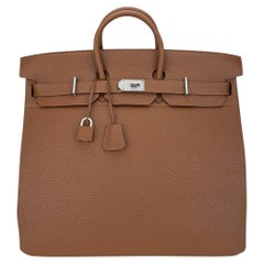 Hermès Helium Hac 50 Reisetasche Alezan Togo mit Aluminiumbeschlägen, sehr selten