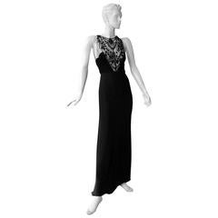 Valentino Garavani Elegant Jeweled Black Dress Gown