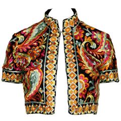 Donald Brooks Heavily Embroidered Vintage Bolero Jacket, 1960s