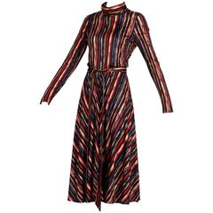 1970s Oscar de la Renta Vintage Jersey Knit Midi Dress with Matching Sash Belt 4